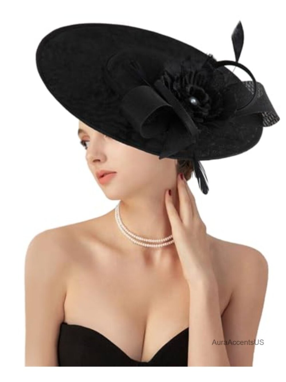 Handmade Linen Feather Fascinator Derby Hat with Headband for Church Wedding